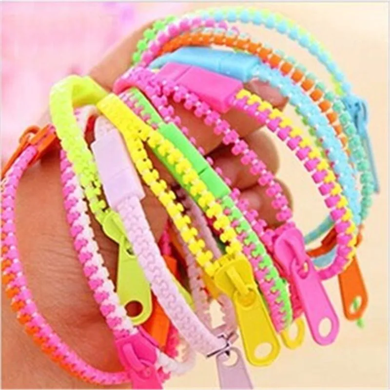 Nuovo bracciale con cerniera Bracciale con doppia cerniera Bracciale fluorescente al neon creativo donna