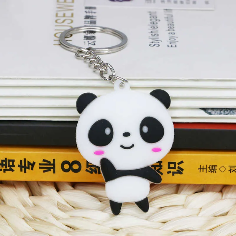 Key Rings Cute and Creative Cartoon Sile Jewelry Animal Panda Car Girl Bag Keychain Accessories Gift G230526