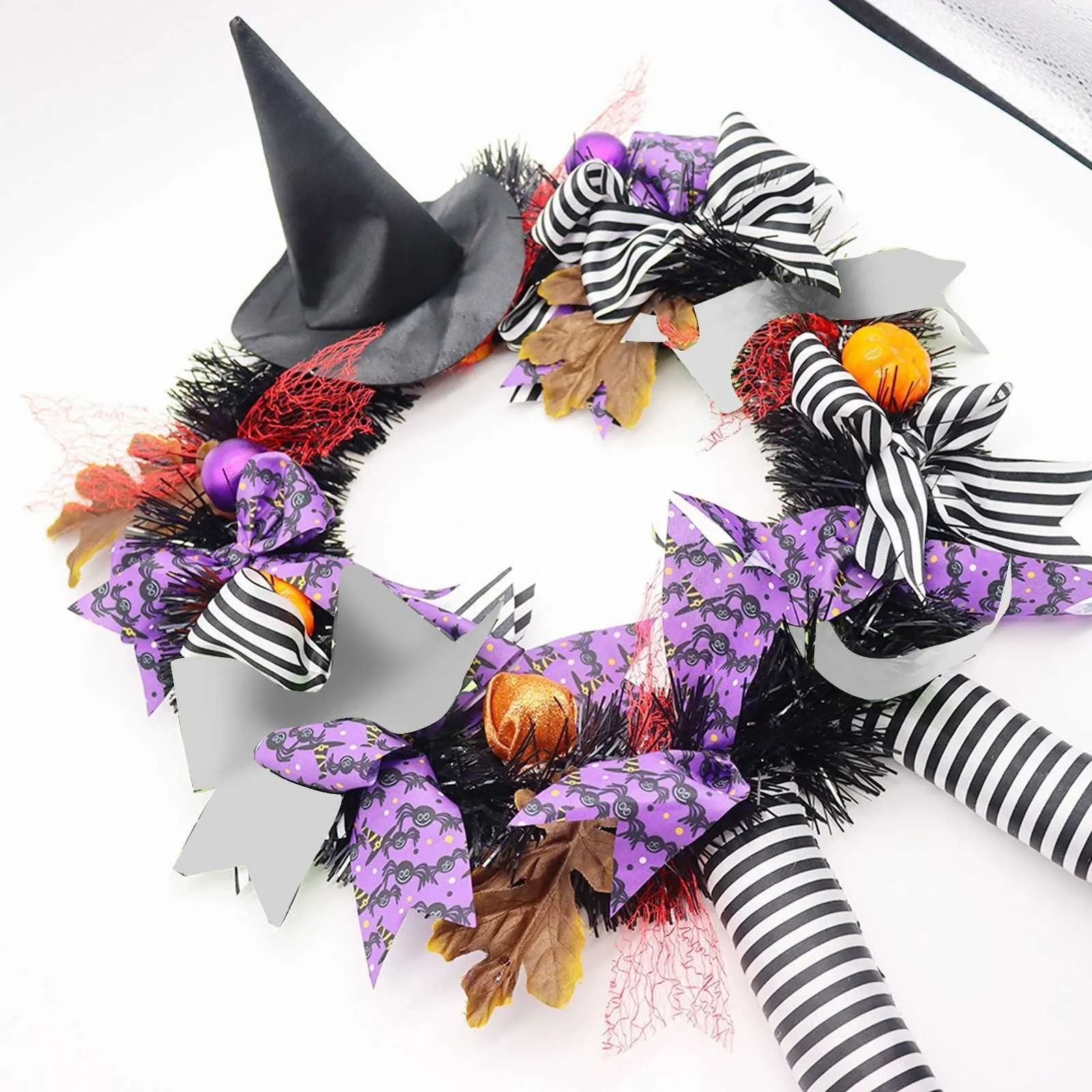 Halloween kransdörr hängande dekoration halloween häxa hatt ben pumpa dörr krans Happy Halloween Party Home Party Supplies Q08303Q