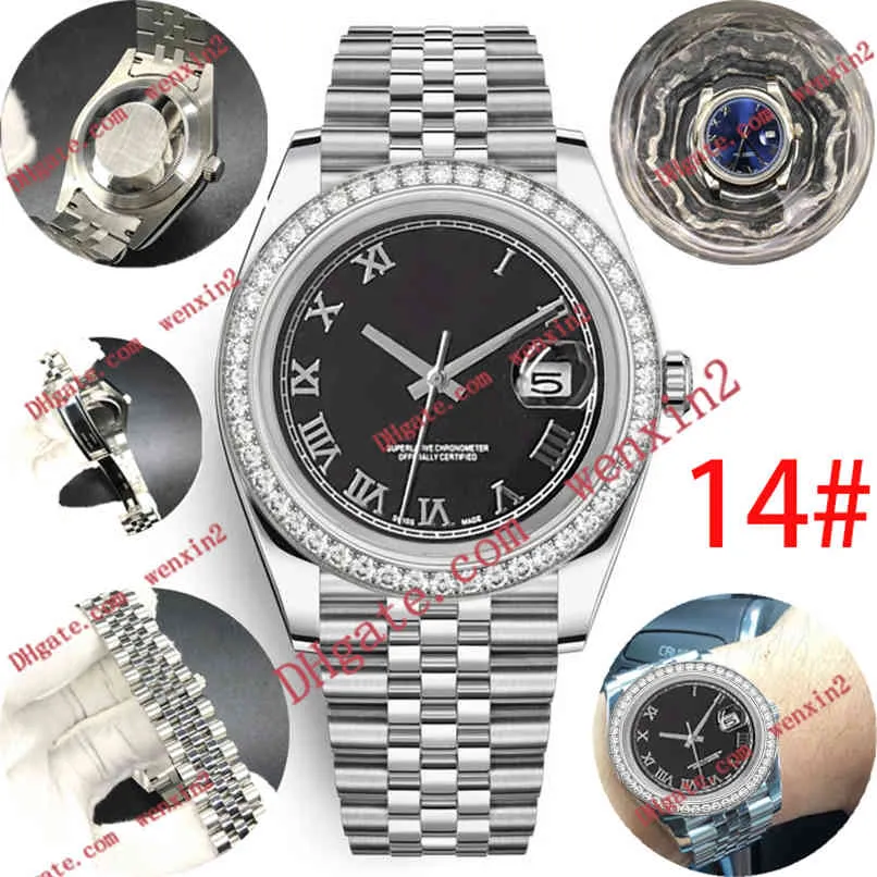 Liten diamant herrklocka romerska siffror Mechanica automatisk 41mm högkvalitativt rostfritt stål vattentät sport stil Klassiska guldarmbandsur