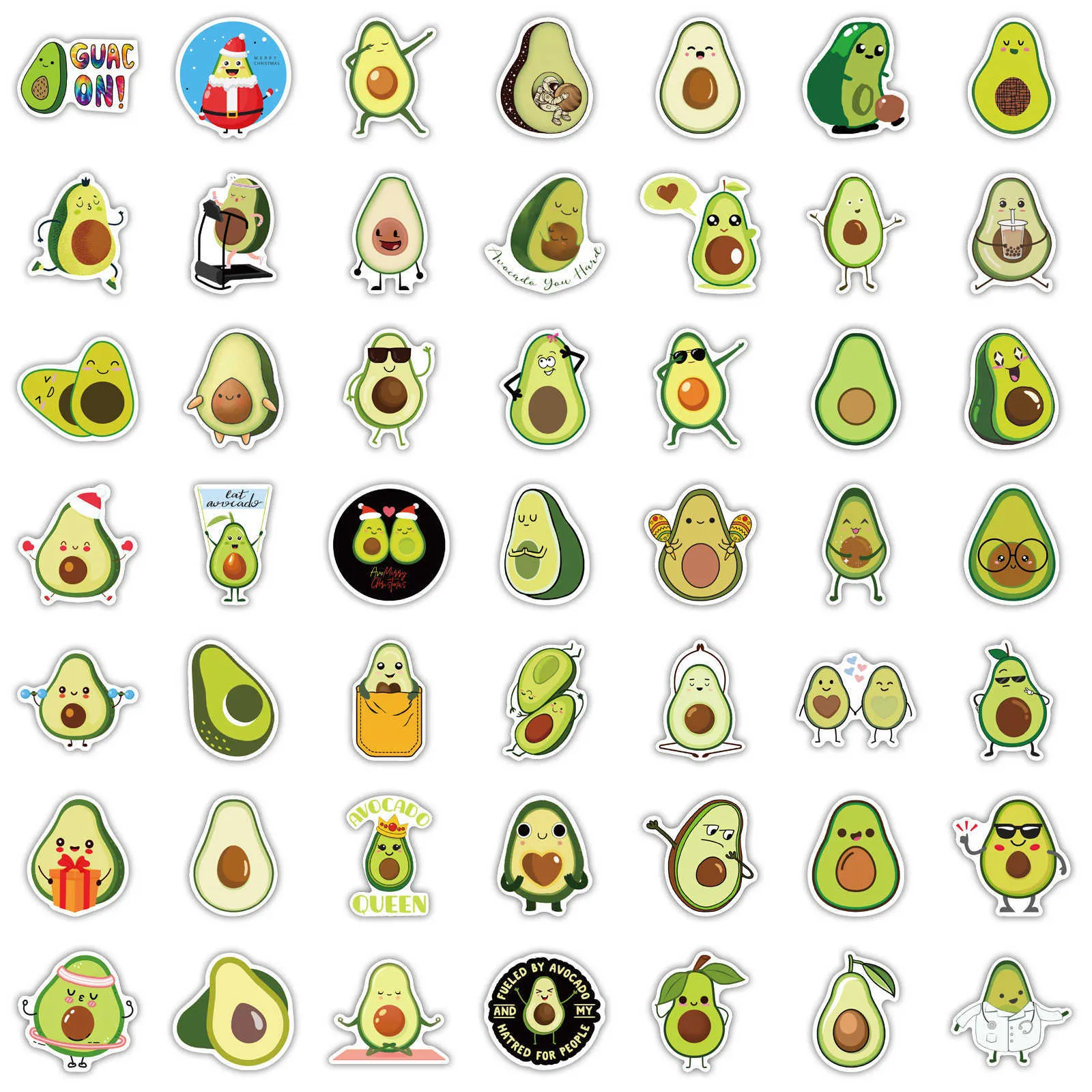 10 50 100 pçs Kawaii Cartoon Avocado Stickers for Children DIY Guitar Stationery Water Bottle Notebook Cute Girl Toy Sticker Car232m