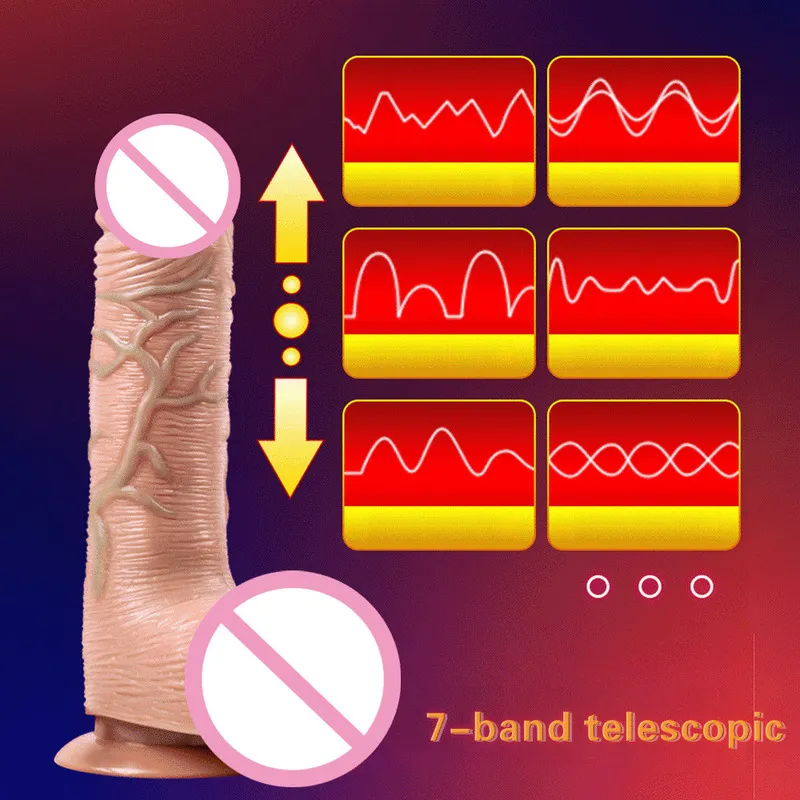 バイブレーター推力ディルド女性のための伸縮加熱現実的なバイブレーターペニス吸盤 G スポット刺激大人のおもちゃ 220831