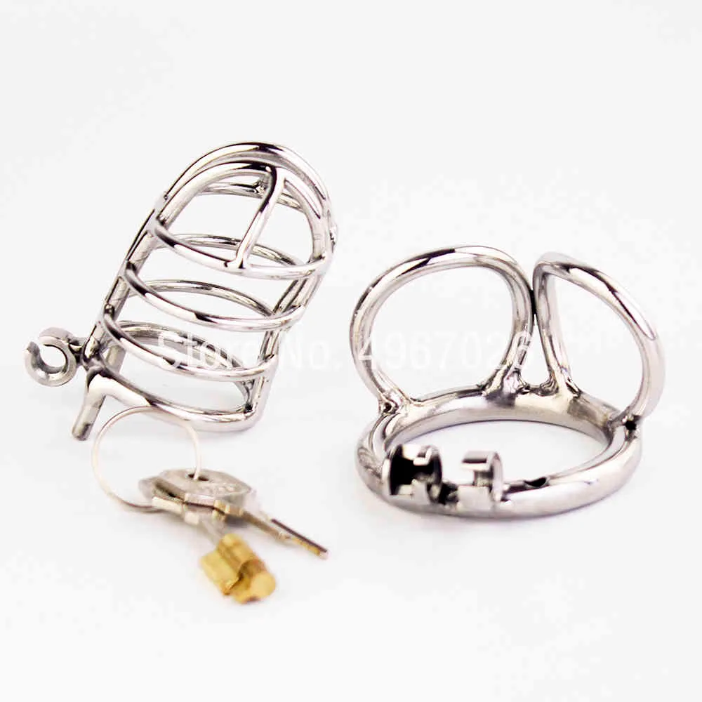 Cage à coq en acier inoxydable avec anneau de Bondage Scrotum dispositif de ceinture mâle serrure à pénis anneau de coq jouets sexuels pour hommes 2103249977455