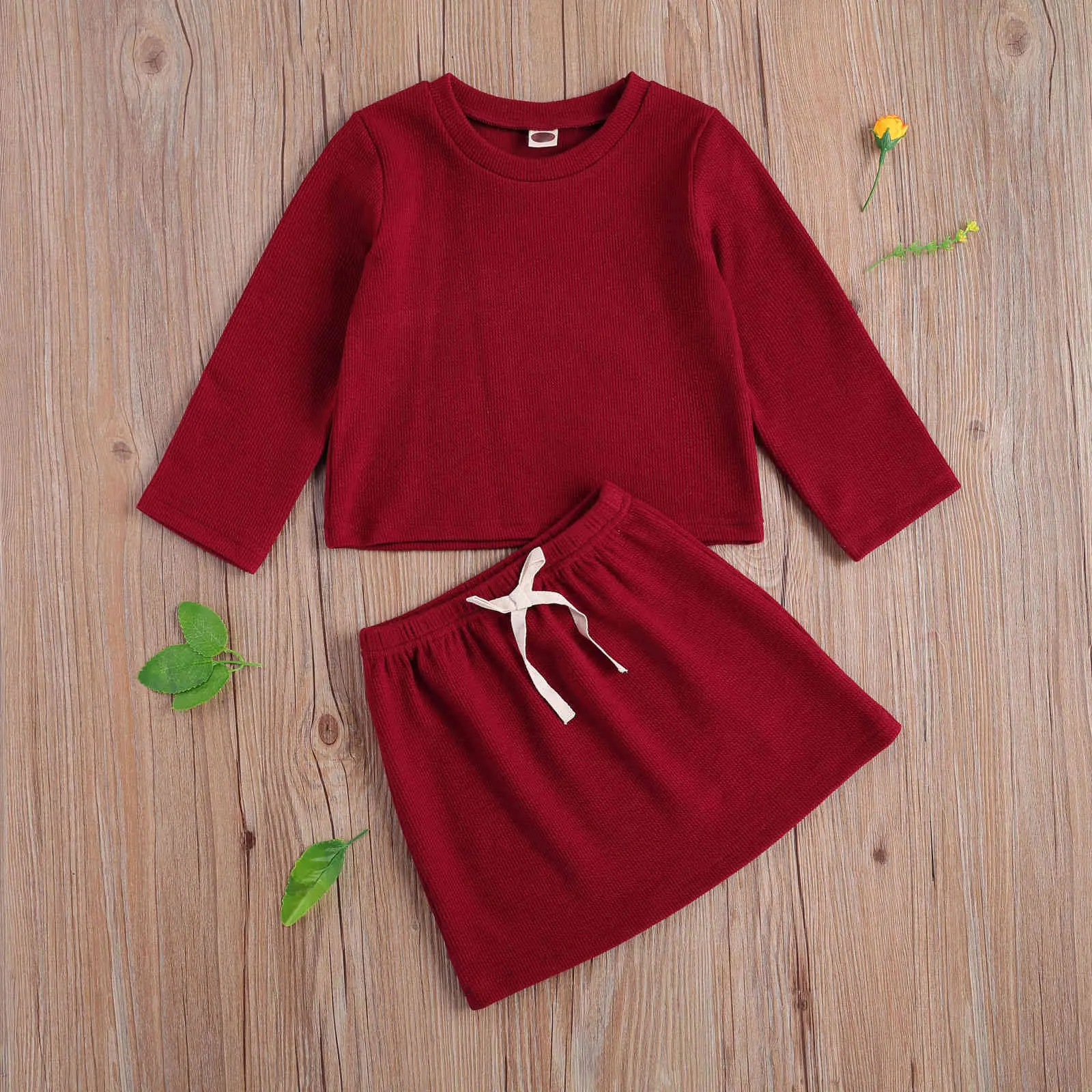 6M-4Y Spring Autumn Toodler Infant Kid Baby Girl Clothes Set Knitted Long Sleeve Tops Skirts Outfits Costumes 210515