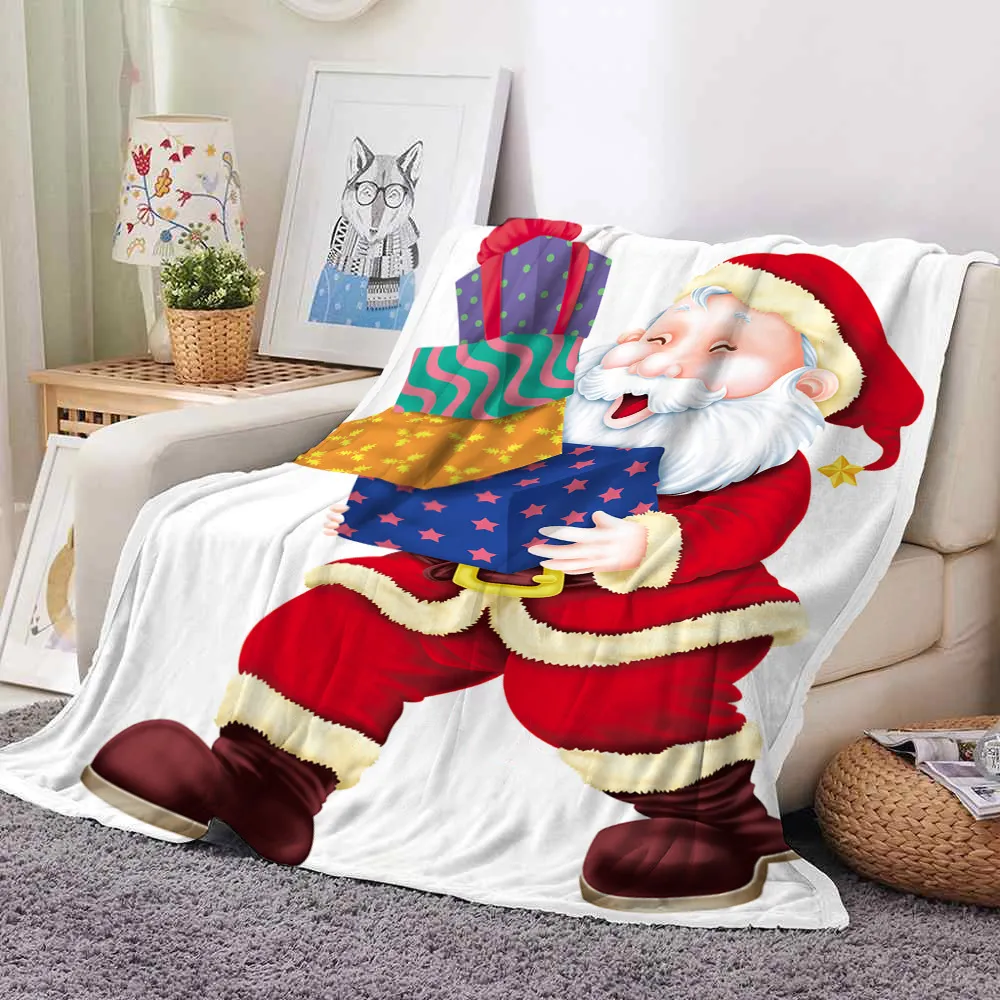 Santa Claus Kocowe Dwustronne Koc Flanel Drukowanie Jesień I Zima Super Miękki Ciepły Koc Prezent