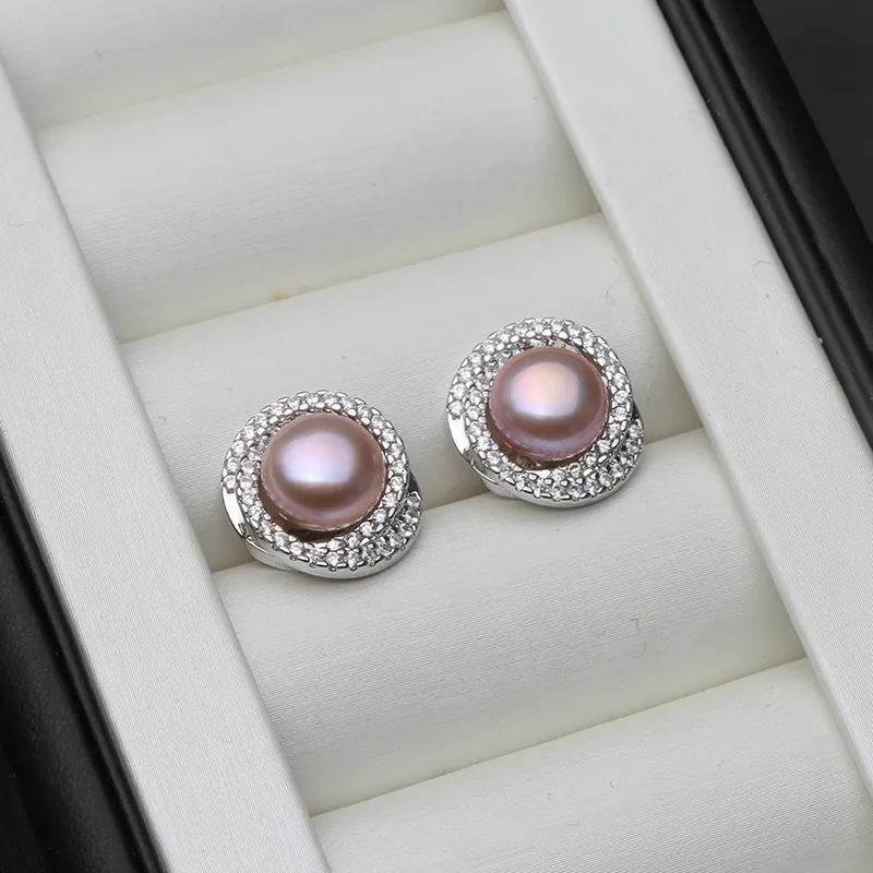 Luksusowy Natural Pearl Stadniny Kolczyki dla kobiet, 925 Streling Srebrne Kolczyki Biżuteria, Real Endewater Pearl Kolczyki Prezent 220212