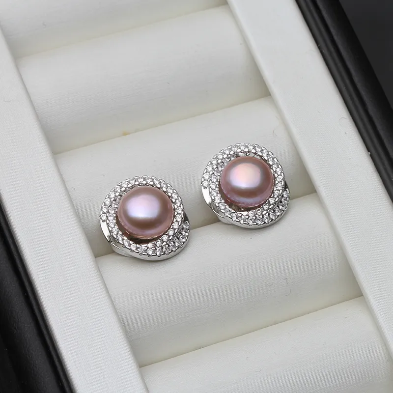 luxurious Natural Pearl Stud Earrings For Women,925 Streling Silver Earrings Jewelry,Real Freshwater Pearl Earrings Gift 220212