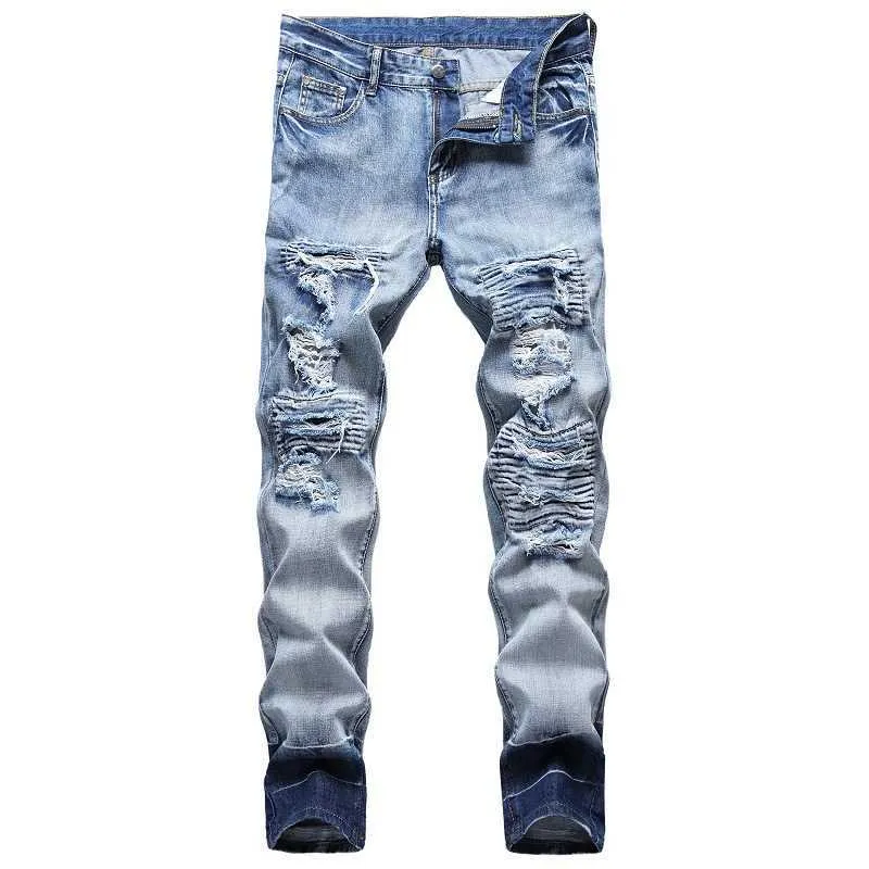 Herfst Mannen Nieuwe Skinny Jeans Maat 42 Biker Uitloper Broek Hommes Ripped Jeans Hombre X0621