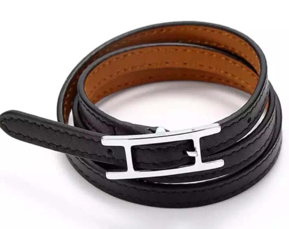 Hetter Lederen mannen en vrouwen armband sieraden hele hbelt buckle drie laag lederen armband2571503