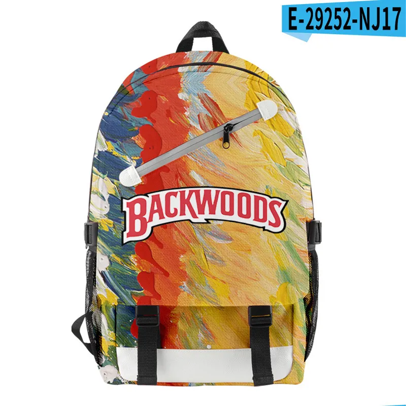 13 Styles BACKWOODS Diagonal Zipper Cigar Ink Painting Backpack for Men Boys Laptop 2 Straps Travel Bag School Shoulders Bags4722466