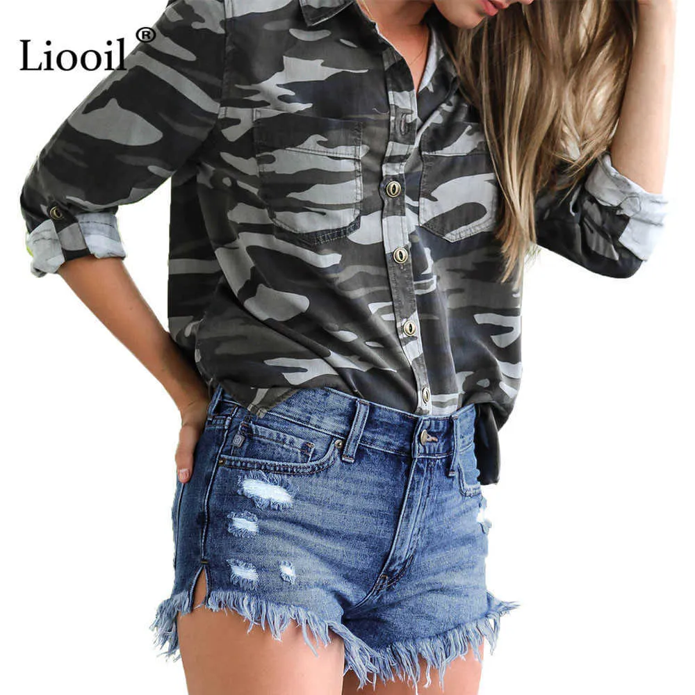 Liooil Denim Shorts Plus Taille Casual Skinny Coton Mid Taille Mode Bouton Poches Gland Femmes Sexy Jean 210621
