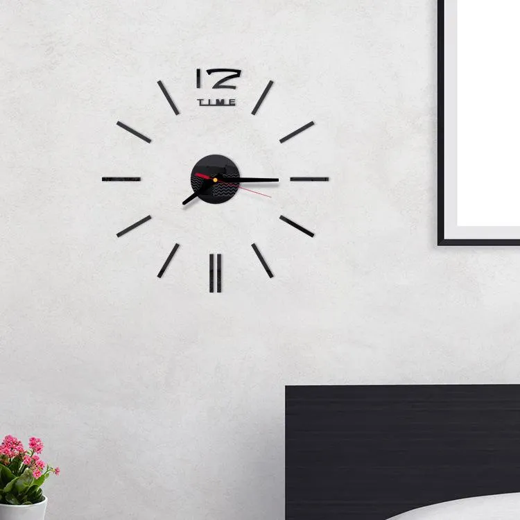 Horloges murales 3D miroir surface grand nombre horloge autocollant décor à la maison salon art design275y