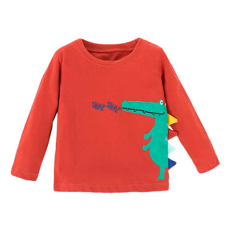 Saut mètres coton animaux t-shirts pour garçons filles vêtements à manches longues automne printemps enfants enfants ops 210529