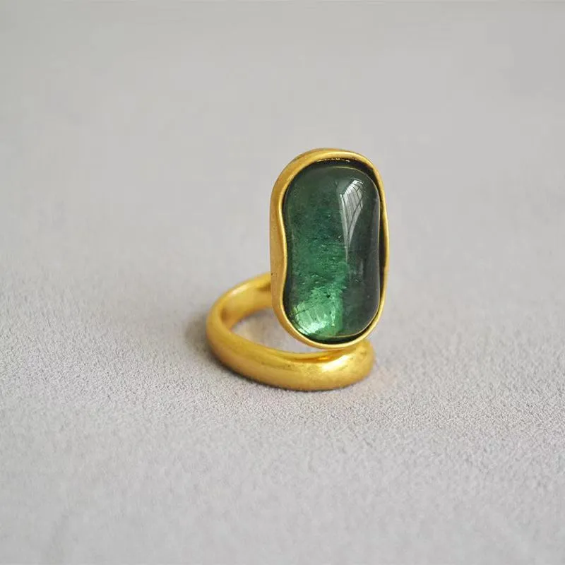 Fransızca Emerald Ring Kadın Noble Mizaç Yüzüğü Yarı Açık Yüzük Partisi Altın Yüzük Lojistik256E3212670