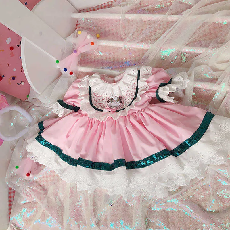 Baby Mädchen Lolita Kleid Kinder Spanisch Prinzessin Kleider Spitze Cartoon Nette Ballkleid Kleider für Mädchen Geburtstag Party Vestidos 210615