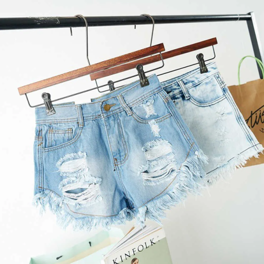 Woman High Waist Boyfriend Denim Shorts Fashion Distressed Denim Shorts Summer Women Jeans Lady Streetwear Short Pants 210702