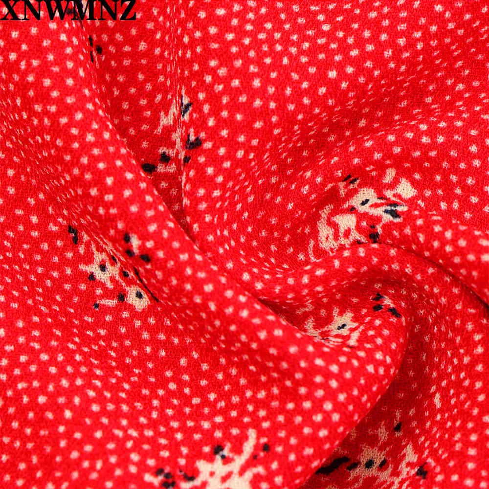 dress Elegant women midi es France Red Grandma Flower Bouquet vestido Vintage waisted wrap-over cut SHE 210520