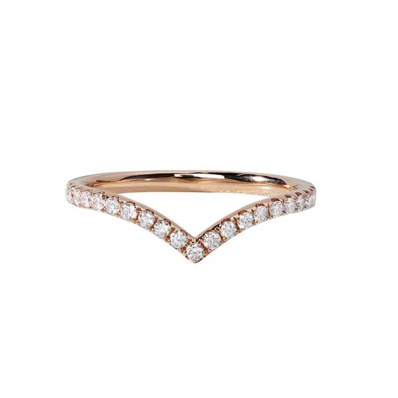 Pierścienie 100 925 Sterling Silver stworzył Moissanite Anniversary Fashion Simple V kształt kreatywny pierścień dla kobiet drobna biżuteria15452837801976