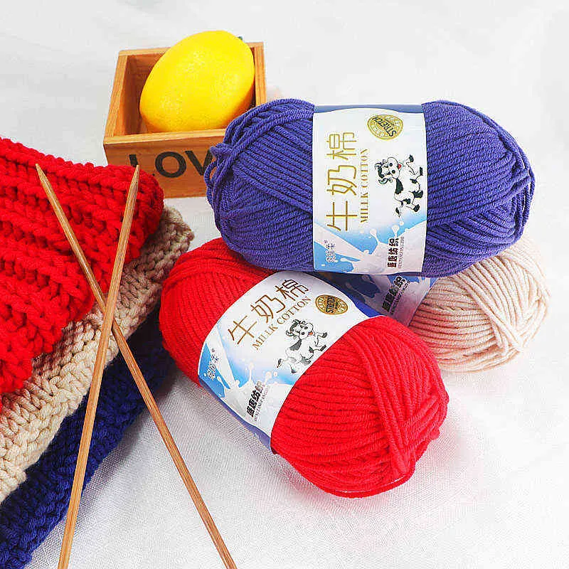 Crochet Fil Lait Coton Fil Doux Femmes Bébé Fil DIY Pour Laine À Tricoter À La Main Tricoté En Gros Prix Y211129