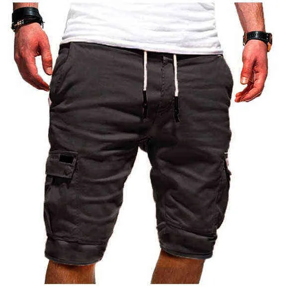 Verão Carga Shorts Homens Militar Tactical Flap Bolsos Bermudas Bermudas Solto Trabalho Casual Homens Curtos Green Fitness Calças Curtas H1210