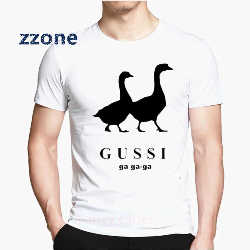 T-shirt GUSSI da uomo Fashion Animal Divertente Harajuku Summer Casual Tshirt con stampa Street Wear T-shirt Hip Hop traspirante 210714