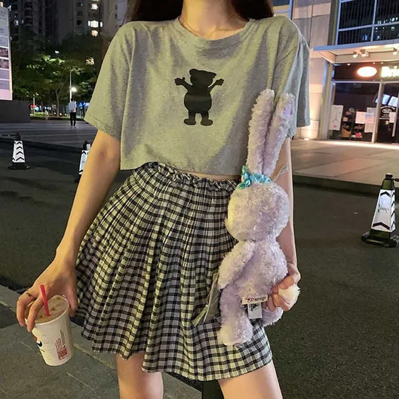 Été noir et blanc plaid mini jupes femmes taille haute harajuku jupe plissée coréenne vintage jupes courtes pour adolescente 210619