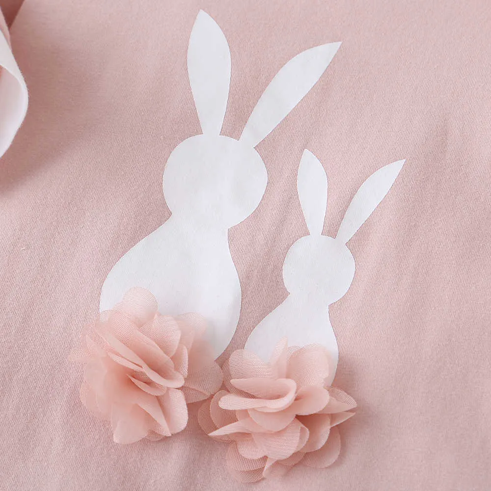 Winter Baby Infant Rompers Boys Clothes Long Sleeve Print Rabbit Bow Pink Cute Kids Costume 21062362430117044354