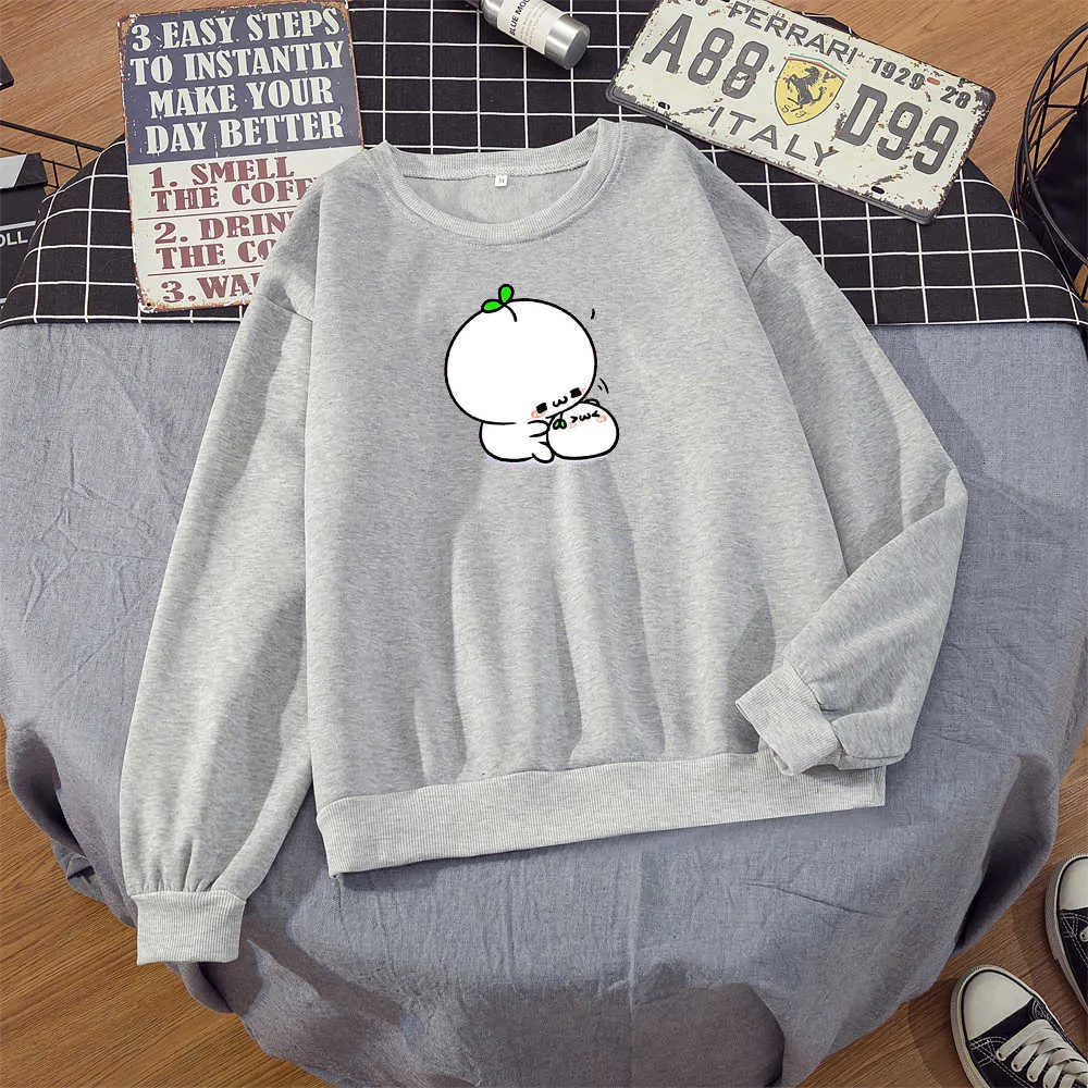 Kawaii Cartoon Loose Women Pullover Hoodie Ullzang Läng ärm Söt koreansk crewneck Sweatshirt Fashion Graphic Sweat Femme Y0820