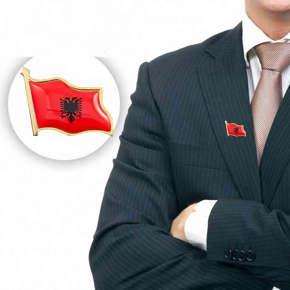 10 pièces Albanie unisexe National pays plaqué or drapeau revers emblème mode épingles ensemble