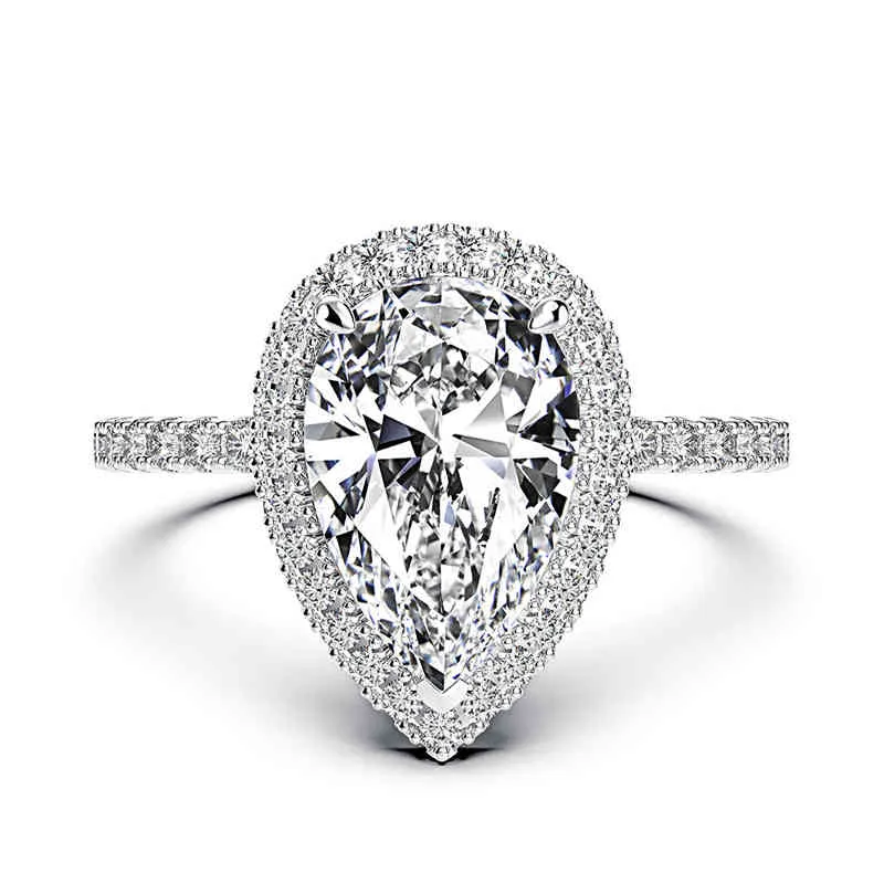 贅沢100％925スターリングシルバー作成されたダイヤモンド宝石婚約リングセットウェディングバンドファインジュエリー全体
