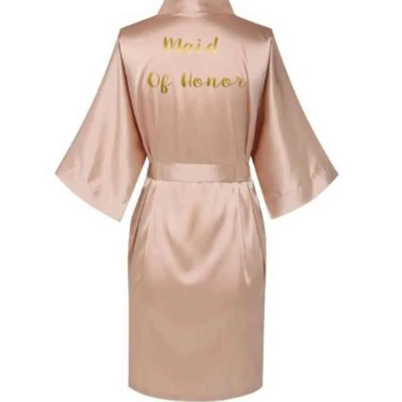 Rose Gold Satin Silk Bruid Robe bruiloft gewaad bruidsmeisje bruid kleedjurk bruidsmeisje gewaden1908598