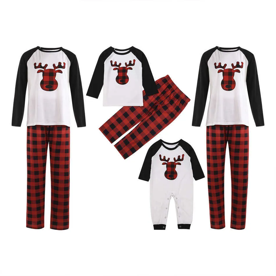 Familjmatchande julpyjamas Mother Kids Clothing Set Children Sleepwear Kids Pyjamas Mother Daughter Elf Deer PJS 2109299682840