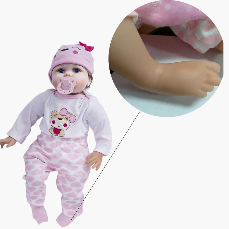 55cm Reborn Baby Dolls Mignon Doux À La Main Réaliste Nouveau-Né Silicone Vinyle Bébé Poupées Jouets pour Fille Garçons Enfants Anniversaire Cadeau De Noël Q0910