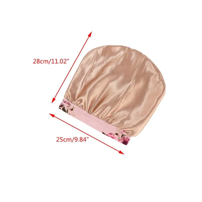 Beanie Skull Caps Q1qa Satin fodrad sömnlock tryckt dubbelskikt slouchy motorhuven Beanie Hair Slap Hat Oliv22234K