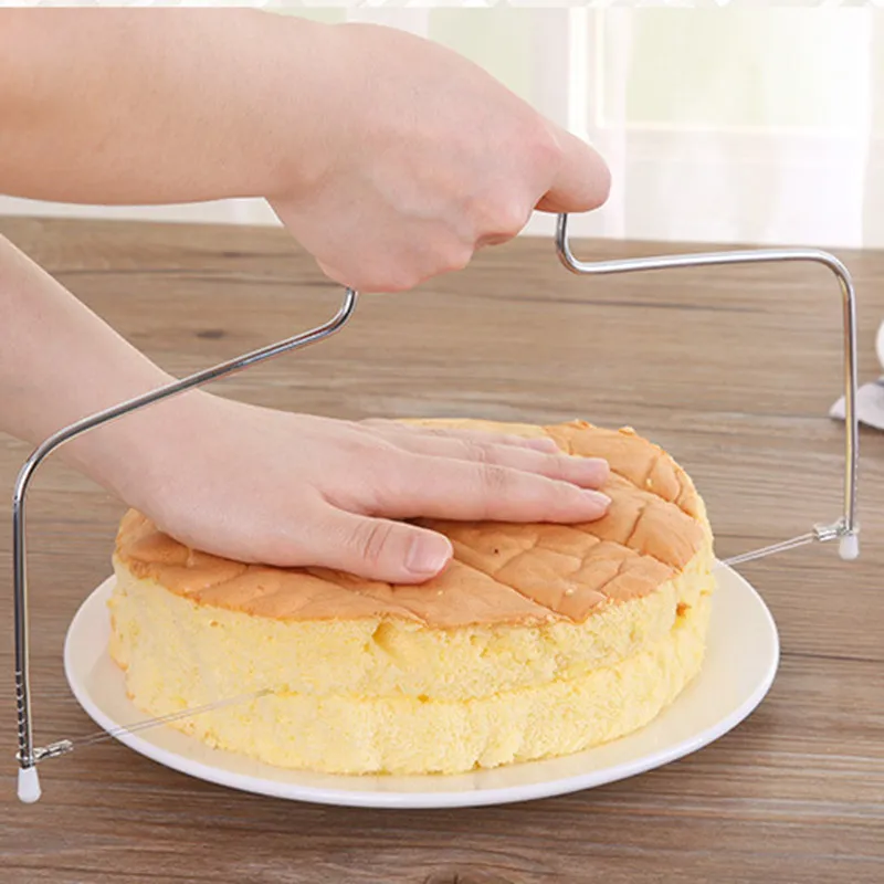 Double / Single Line Cake Cut Slicer Verstelbare Rvs Draad Brood Cake Laagverdeler DIY Bakvormen Keuken Bakken Tools