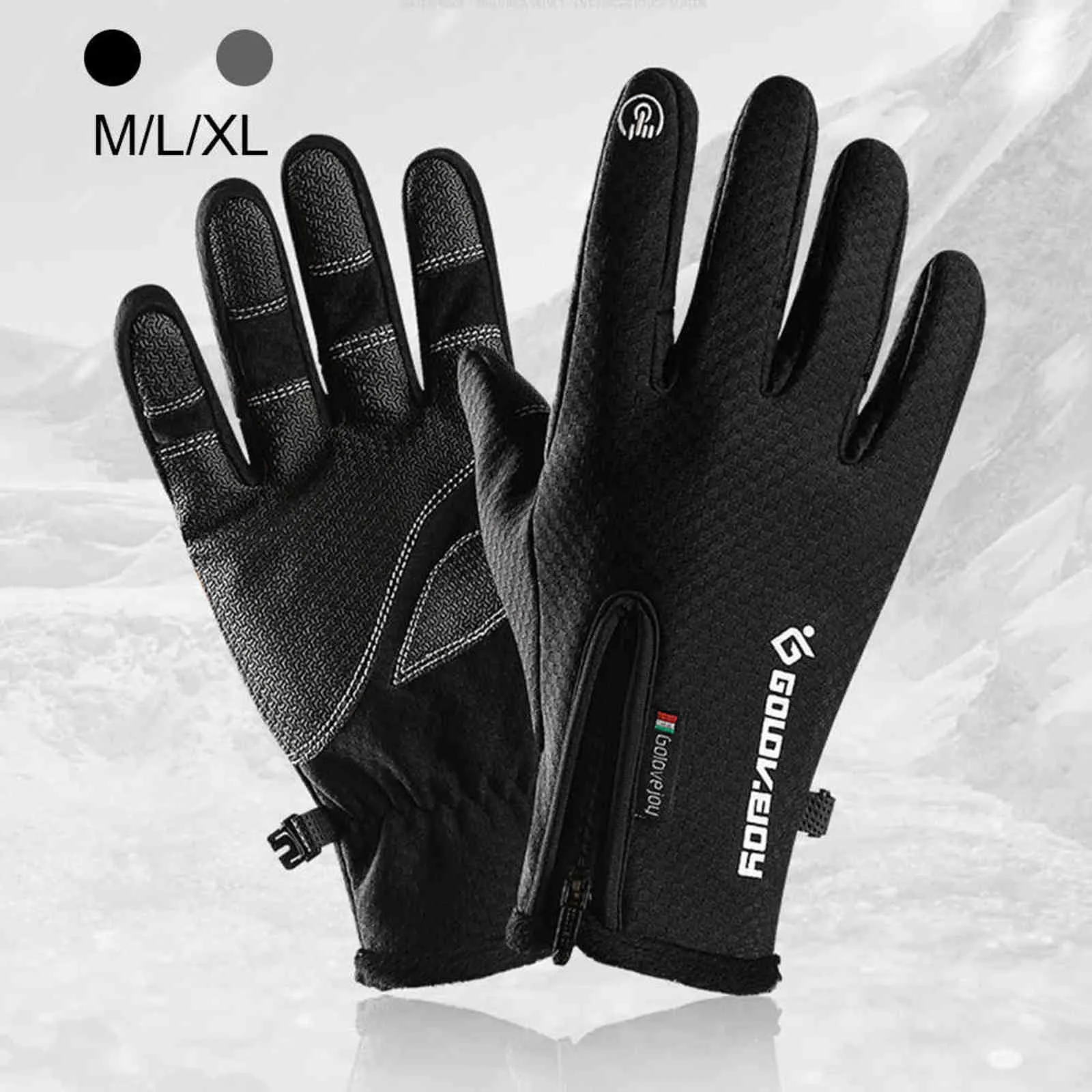 Waterproof Cold-proof Ski Heated Gloves Cycling Fluff Warm For Touchscreen Cold Weather Windproof Anti Slip 211124