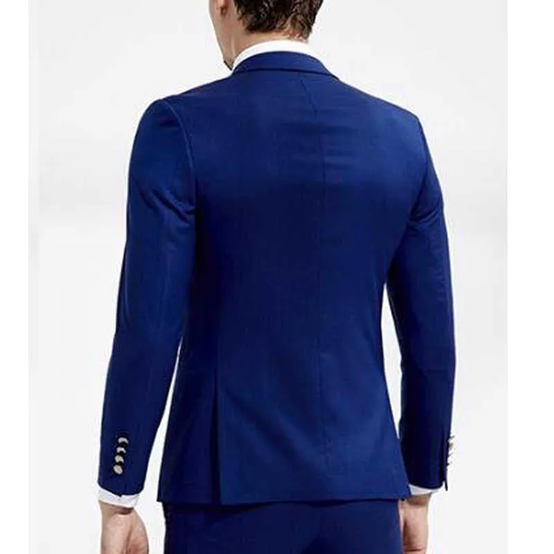 Costumes de mariage bleu royal pour hommes Slim Fit 2 pièces Style italien Groom Tuxedo Veste de mode masculine avec pantalon Nouvelle arrivée 2021 X0909