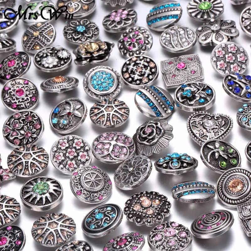 çok 12mm 18mm Snap Button Takı Snap Bilezik için Mücevher Karışık Rhinestone Metal Takılar DIY Düğmeleri Snap Takı 210323322U