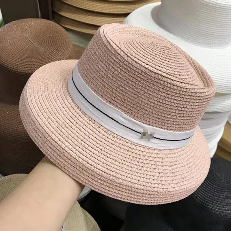 Vintage Hatraw Straw Hat Women Outdoor Letter Casual Casual Summer Beach Sun Protection Caps Seaside Vacation Wide Brim Hats2225C