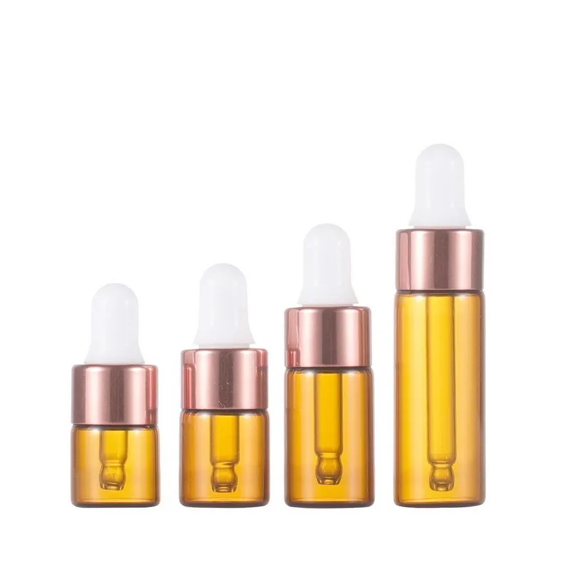 gouttes d'essence Huiles essentielles bouteilles avec des couvercles d'or rose parfums échantillons de flacons voyage bricolage cosmétique liquide conteneurs