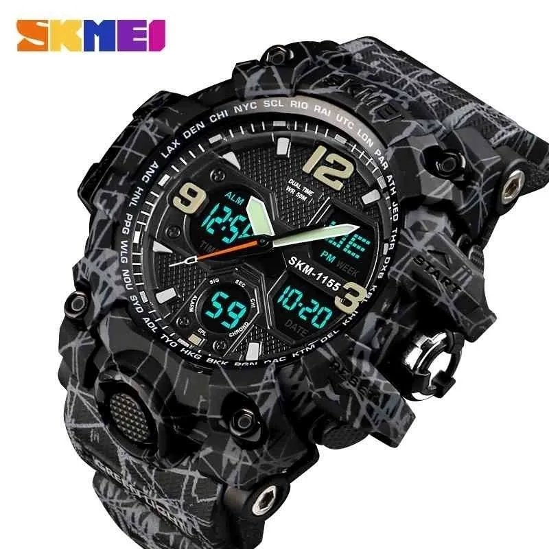 Skmei Luxury Denim Style Sports Watches Män Digital Quartz Watch Waterproof Casual Military Wrist Watch Clock Relogio T200346F