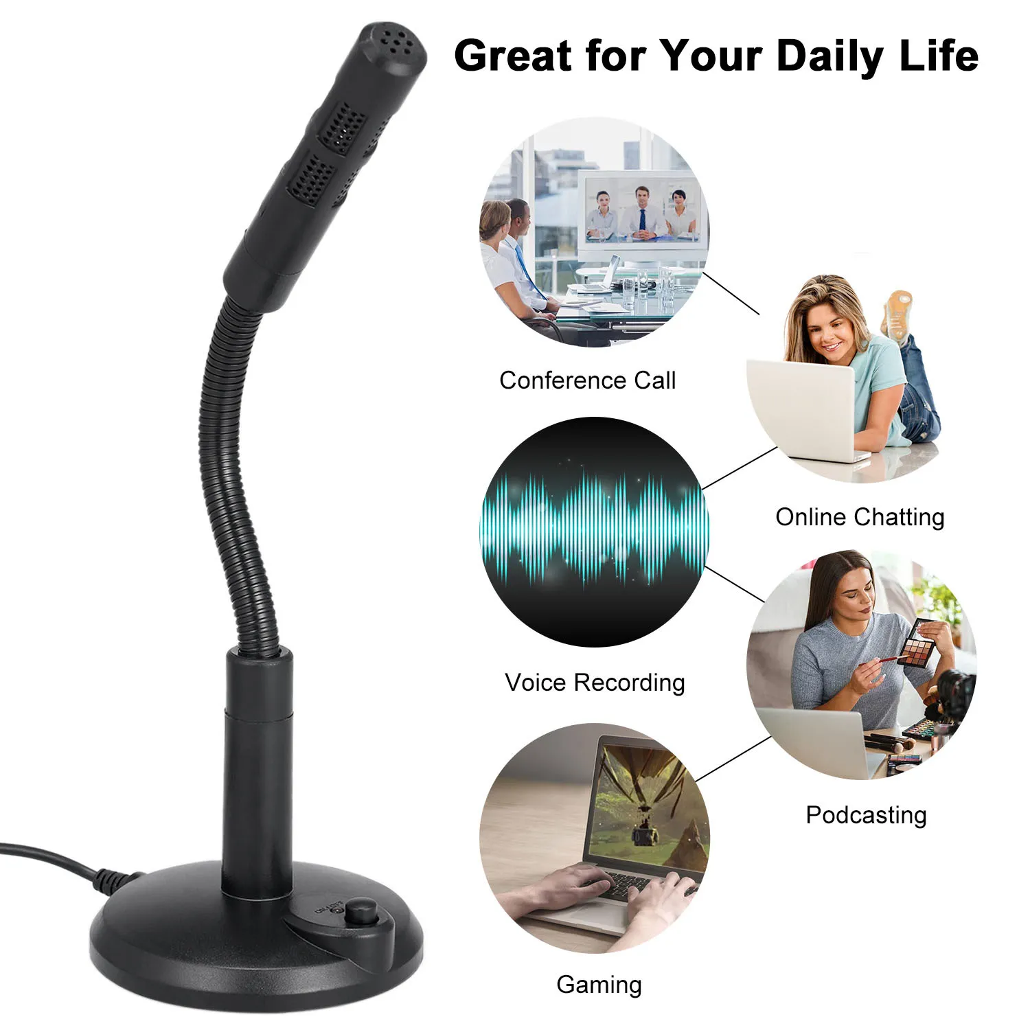 360 ° Verstelbare USB Desktop Microfoon Plug Speel Omnidirectionele PC Laptop Computer Mic CONFERENTIE CALL VOICE OPNAME