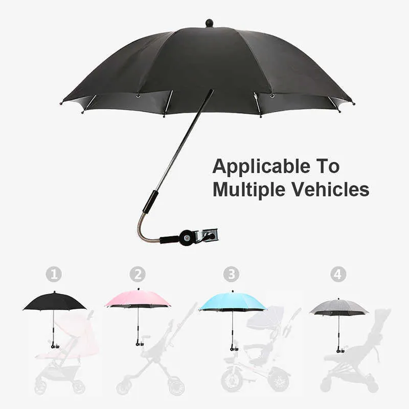 Pusetler ve Buggies için Evrensel Şemsiye Puset Şemsiyesi Güneş ve Yağmur Kapağı ile Güneş Koruma Alanı Şemsiyesi H10152083