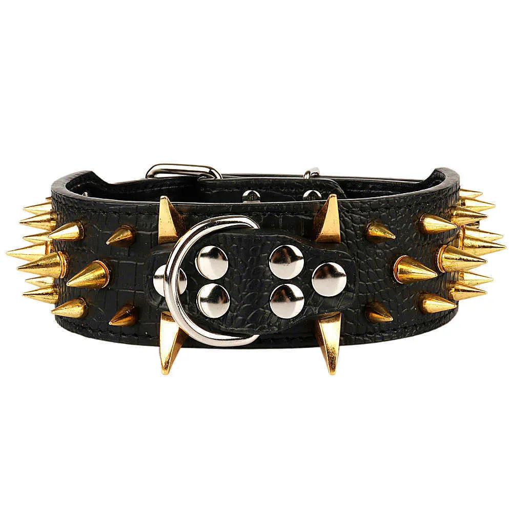 Dog Collar Spikes Studded Leather for Large s Mastiff Rottweiler Bulldog Pitbull Beagle Doberman Big Adjustable285K