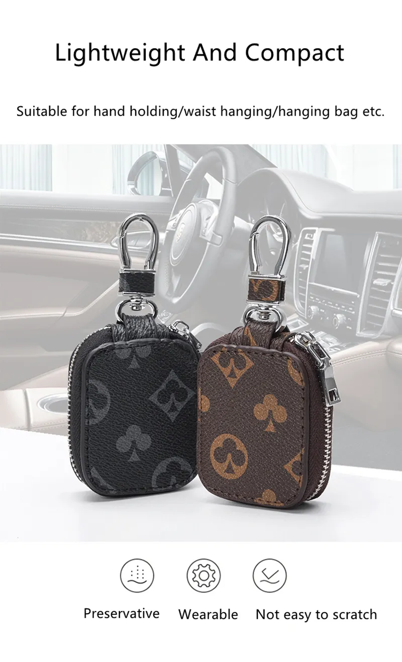 2021 Vintage Car Key Case männliche PU Lederschlüsselhalter Brieftasche Frauen intelligente Haushälterin Zipper Schlüsselbeutel Beutel Brieftaschen259p