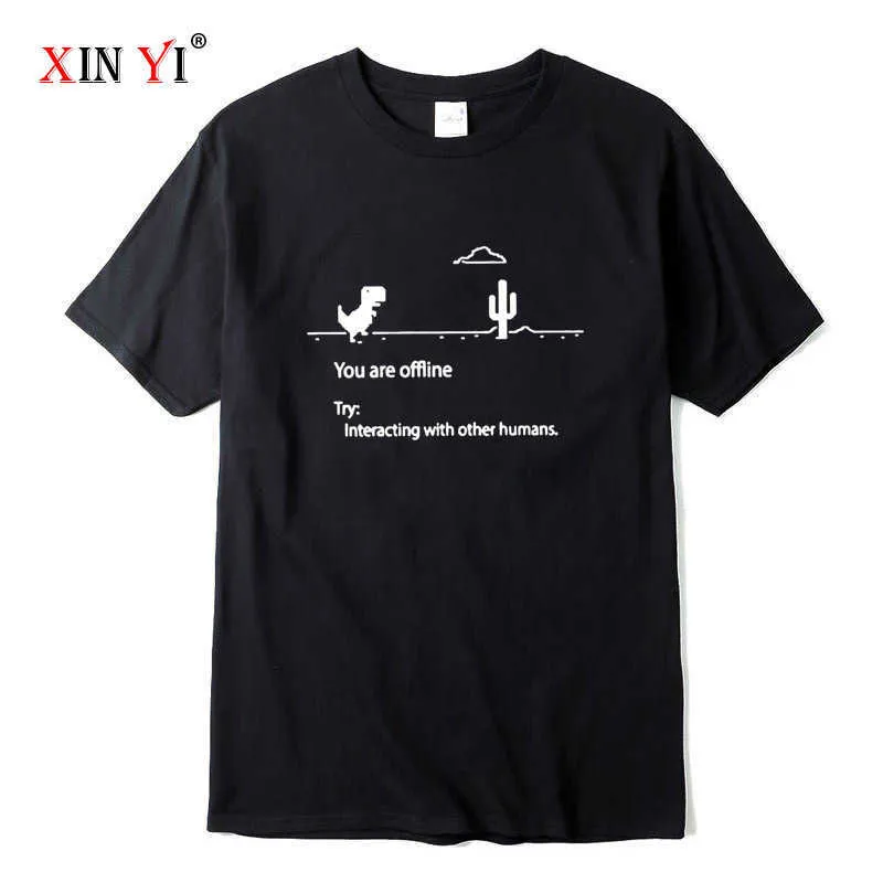 XIN YI hommes de haute qualité 100% coton imprimé dinosaure t-shirt lâche drôle o-cou hommes t-shirt à manches courtes t-shirt mâle tee hauts Y0809