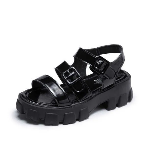 Brkwlyz 2021 Sandaler Kvinnor Sko Mode 5,5cm Heel Summer Kvinnor Sandaler Mode Sandaler Spänne Non-Slip Basic Casual Y0608