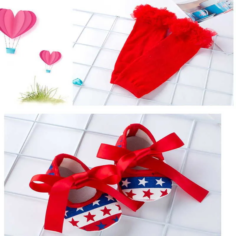 Summer Baby Girls 4-pcs Sets Love Heart Bodysuit Dress + Headwear Shoes Socks Outfits Children Jumpsuit E4011 210610