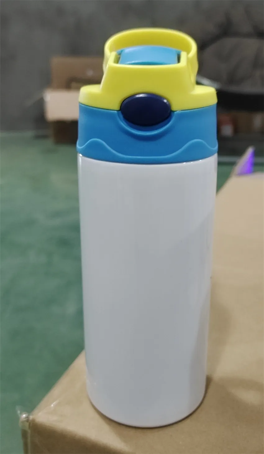 EUA armazém local 12oz garrafa de água de sublimação reta crianças tumbler para crianças 350ml em branco branco aço inoxidável flip top si260r