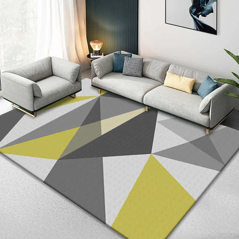 miękkie dywaniki do salonu Nordic Geometryczne łóżko wanna i stołowa mata podłogowa nie pośpiechowa Dywany Łóżko Dekoracja 211026